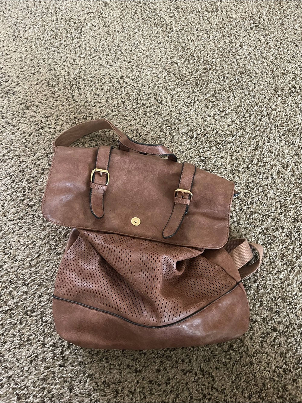 Brown Leather-Style Women’s Shoulder Bag